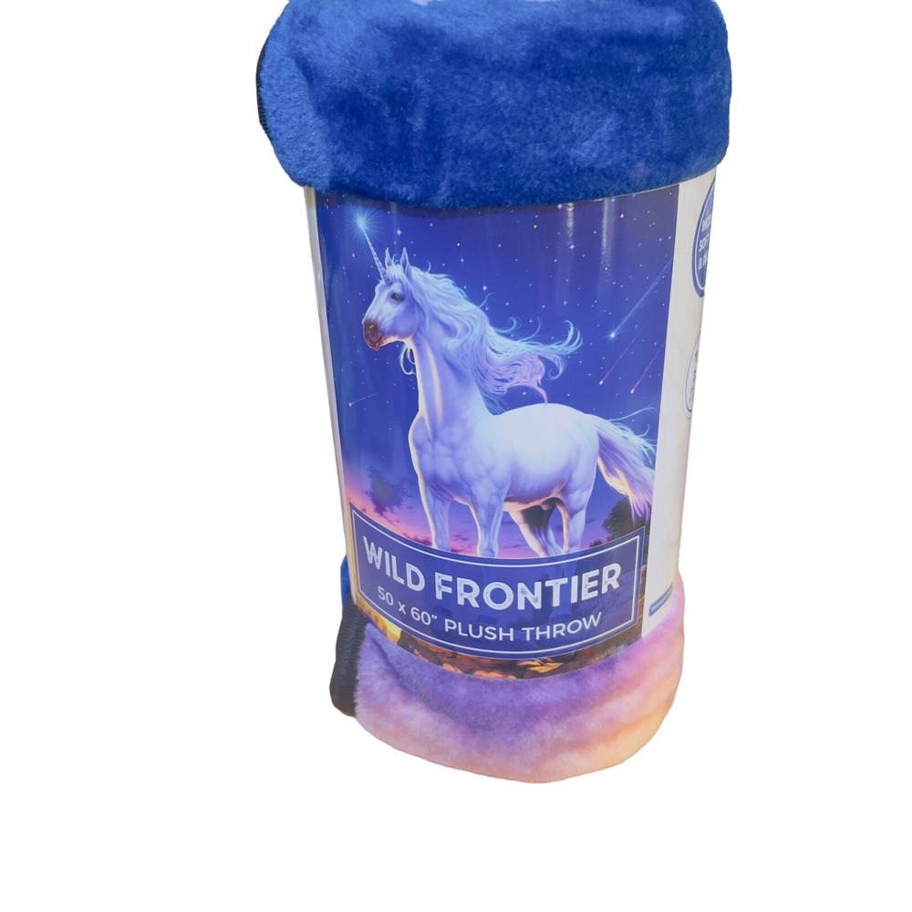 Wild Frontier 50"x 60" Wilderness UNICORN Plush Throw‎ Blanket Colorful NEW
